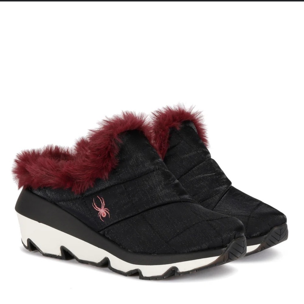 Spyder Blackberry Fur-Lined Slip-On Shoes slippers Sz 10 EUC Comfy Quilted outer